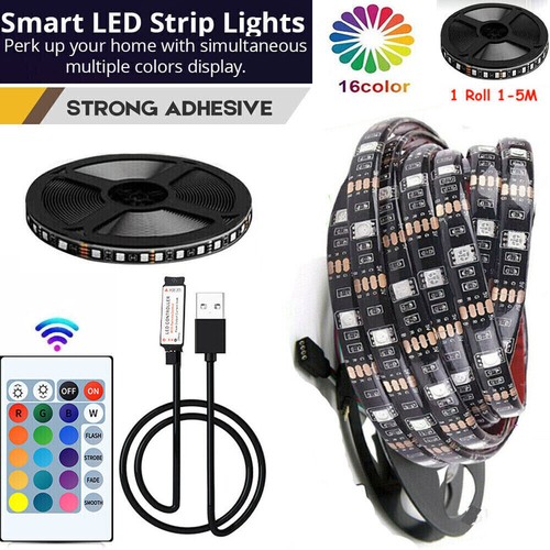 USB LED Strip Lights 1-5M RGB Colour 5050 Changing Tape TV Kitchen Lighting - 第 1/12 張圖片