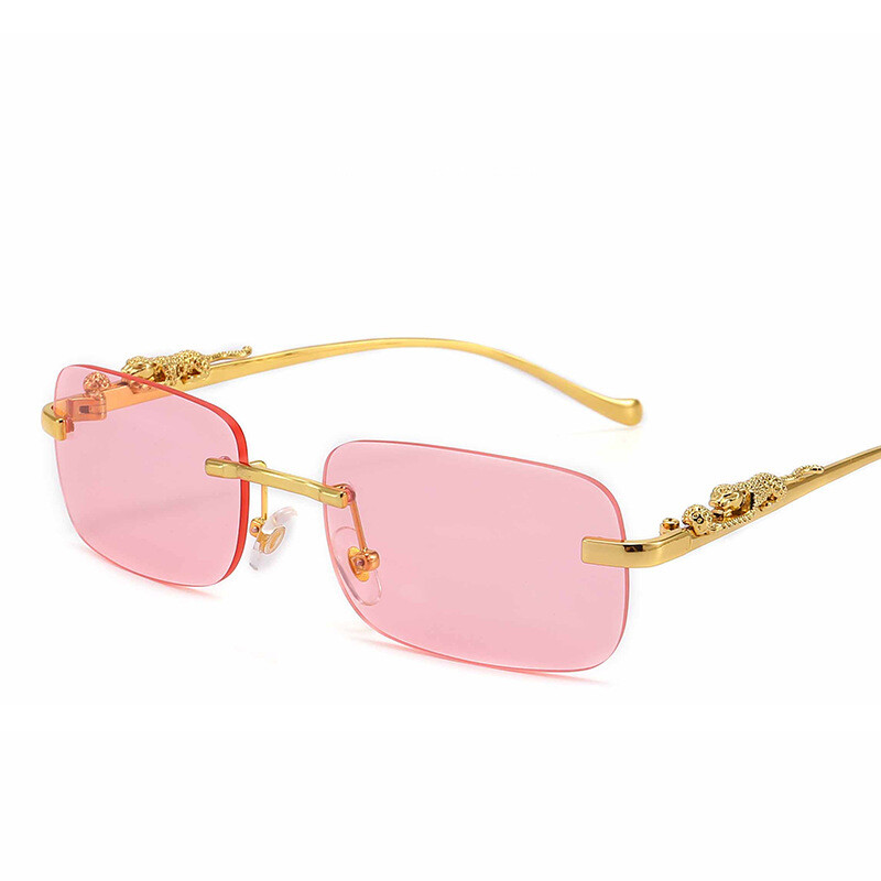 Rimless Rectangle Sunglasses Classic Frameless Eyewear Retro 