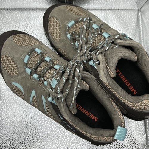 Merrell Women's Hiking Trail Shoes Size 7 Pair NEW Sample Tan Light Blue - Picture 5 of 6