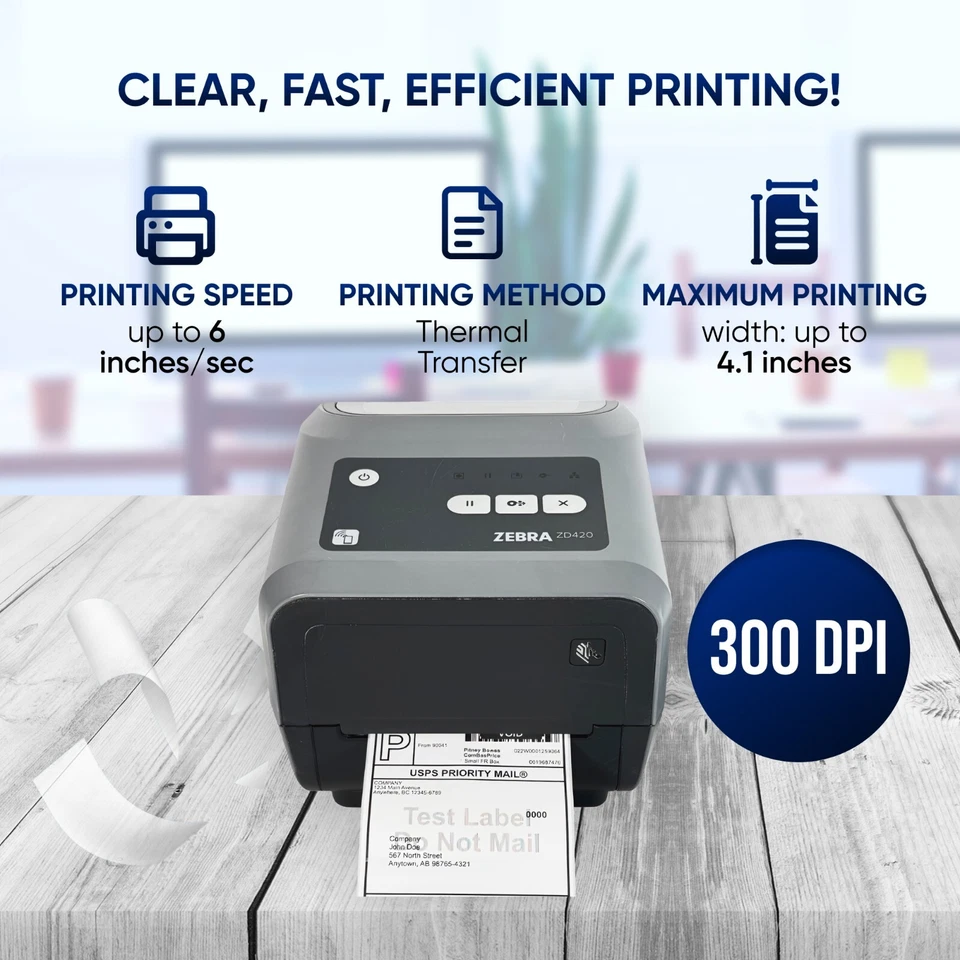 Zebra ZD420 Mobile Label 4x6 inch Printer 300 dpi Easy to Use with iOS Android - Image 3 of 4
