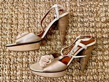 Lanvin Silk Ankle Strap with Flower Heels 39 Euro