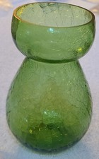 Vintage Green Crackle Glass 6" Vase