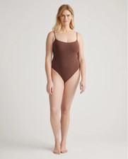 NEW Quince Second Skin Scoop Neck Cami Bodysuit Cocoa Size XL