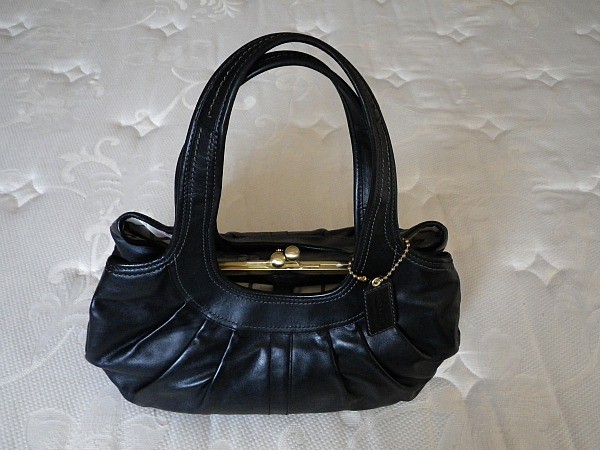 バッグ Coach Ergo Pleated Frame Satchelbag COACH ERGO BLACK TATTERSALL PLEATED LEATHER FRAME SATCHEL