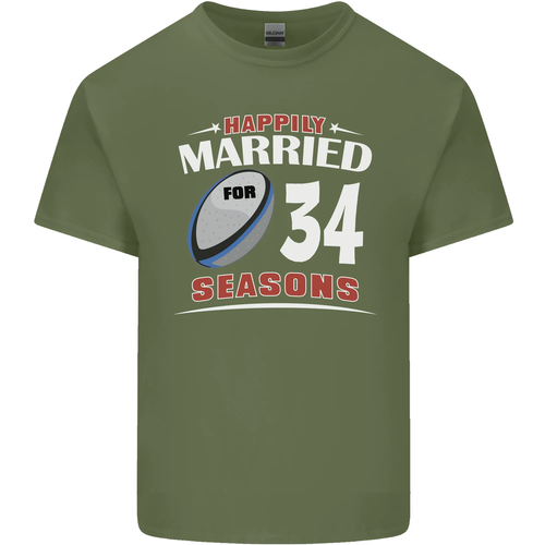 34 Year Wedding Anniversary 34th Rugby Mens Cotton T-Shirt Tee Top - Picture 67 of 110