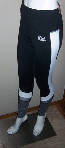 Nwt Victorias Secret Pink High Waist Black White Gray Logo Sheer Mesh Legging S
