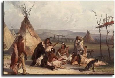 Native American Sioux Teepee Funeral Scaffold of Chief Canvas Art Print Posters