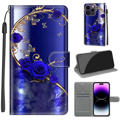 For Various Phone Flip Leather Wallet Painted Card Holder Stand Cover Case Women
