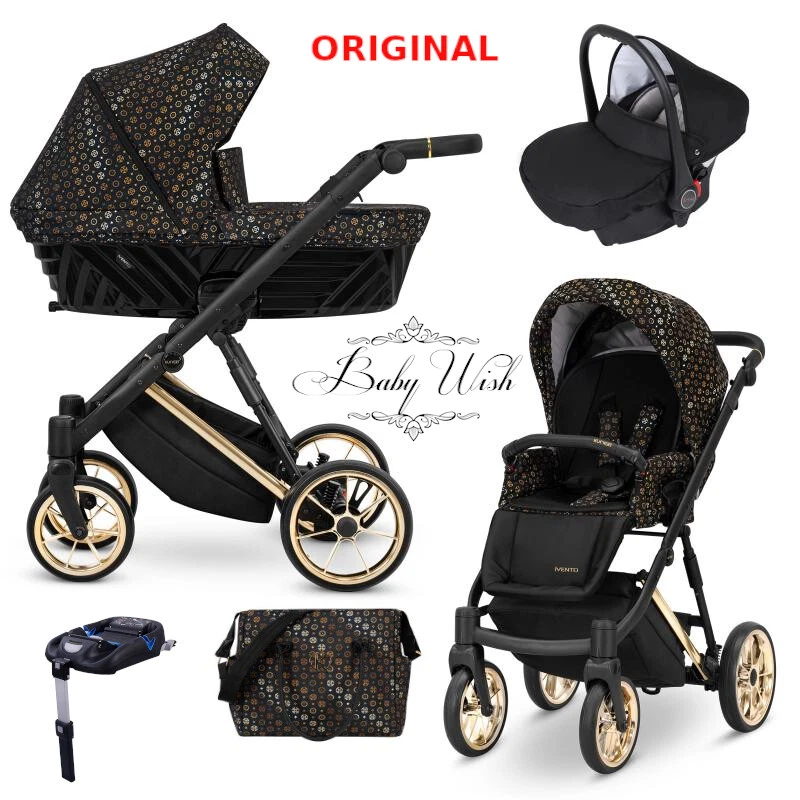 KUNERT IVENTO PREMIUM GOLD PRAM 2in1 3in1 CARRYCOT+ PUSHCHAIR + CAR SEAT+ ISOFIX