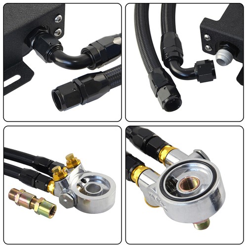 Universal 13 Row AN10 Oil Cooler 80°C Thermostat Adapter +7'' Fan w/New Bracket - Picture 5 of 9