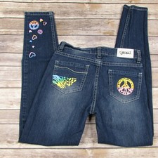 Blu Rein Girls 12 Skinny Blue Jeans Hearts Peace Signs