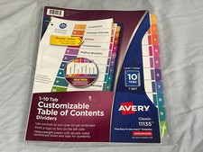 SEALED Genuine Avery #11135 Dividers 10 Tab Customizable Table of Contents