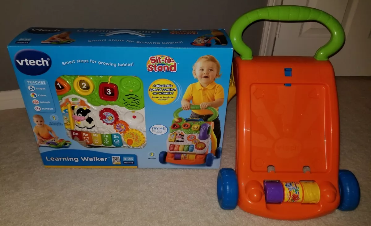 VTech 5 touches de piano marcheur d apprentissage assis debout orange