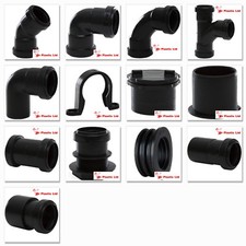 Polypipe 40mm Push Fit Waste Pipe Fittings in Black (actual size 41mm)