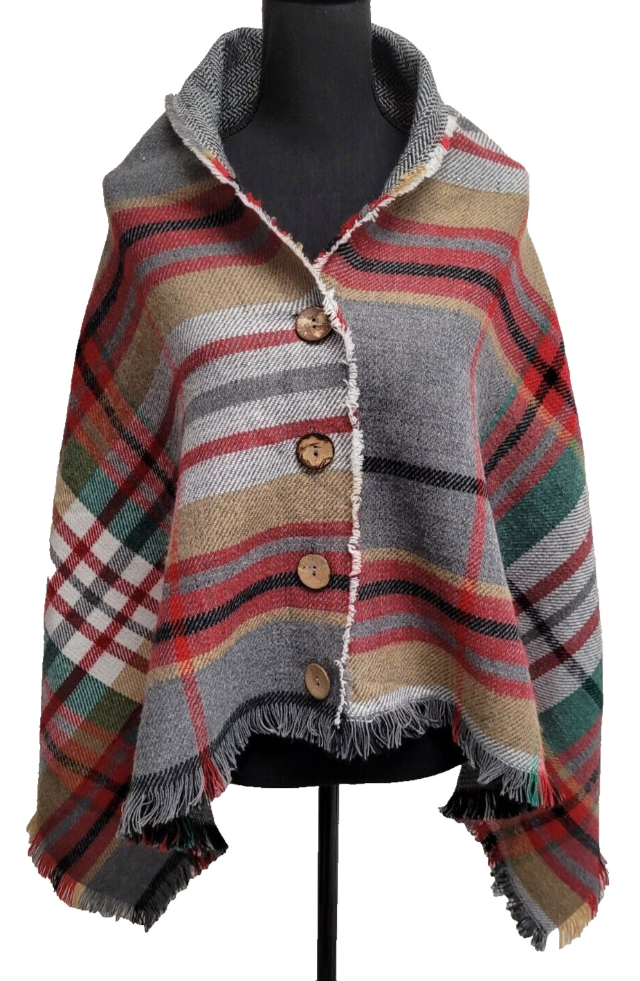 Triangular Serape Wrap (1 size) Multicolor Plaid … - image 1