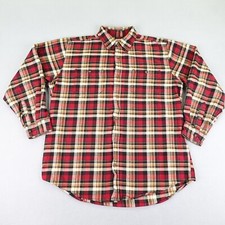 Carhartt Shirt Mens XL Red White Plaid Flannel Trumbull Button Up Work Utility 