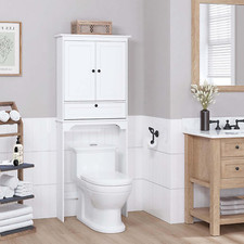 Elegant Over-The-Toilet Storage Cabinet with Adjustable Shelves, White