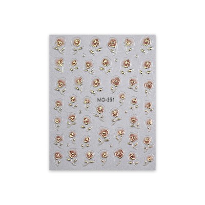 Gold Rose Flowers 3D Self Adhesive Nail Art Decorations Stickers High Qualit#lk
