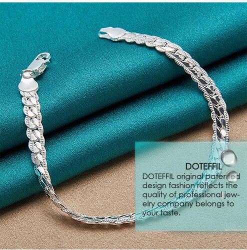 925silver Bracelet 6mm 18/19/20cm Flat Chain Lobster Clasp for Women&men Jewelry - Picture 12 of 24