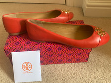 BNWB Tory Burch  Everly Ballet Brilliant Red Nappa Leather flats size US 8 UK 5