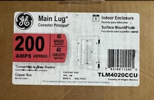 GE TLM4020CCU 200a 120/240vac 1ph 3w 40/40 Nema 1 Main Lug Brand New