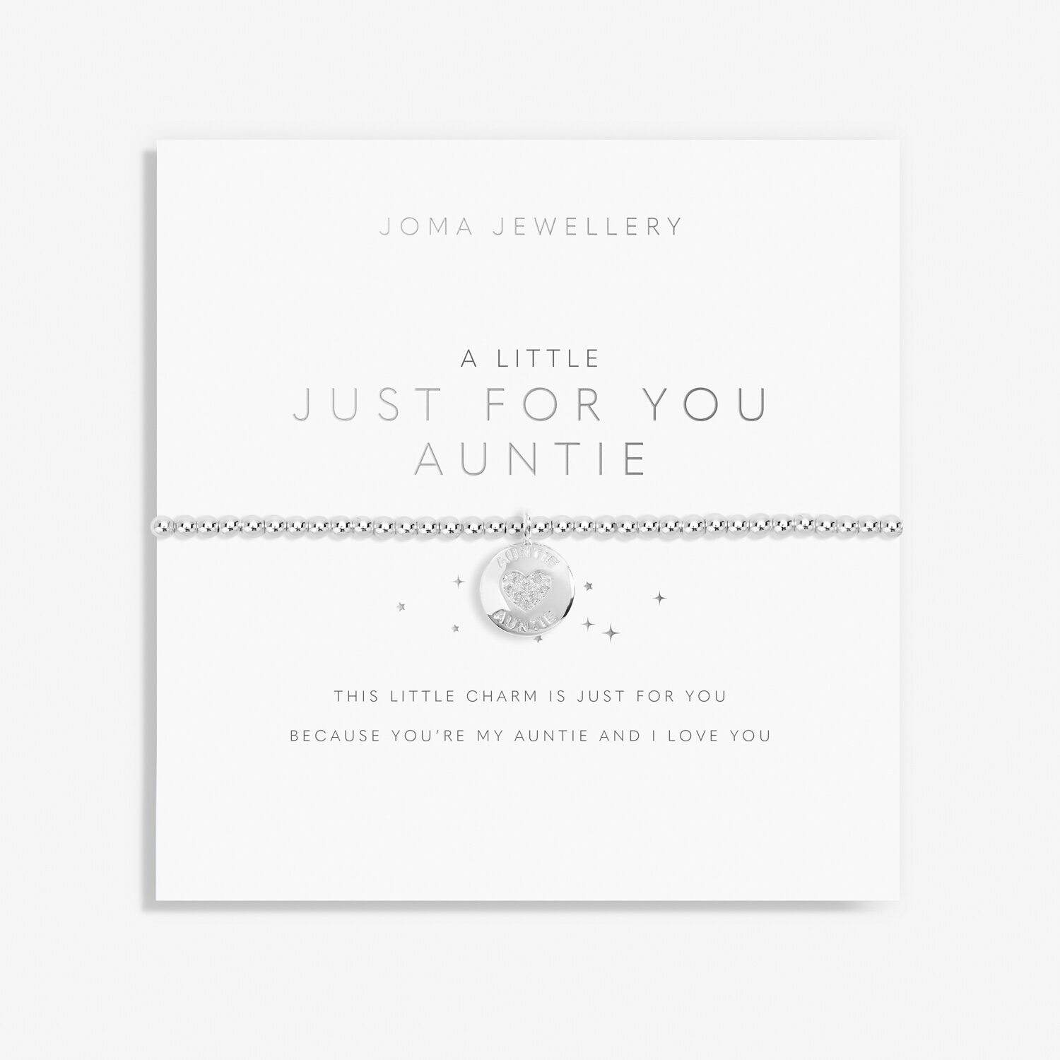 Joma Silver Plated Beaded Bracelet A Little JUST FOR YOU AUNTIE + Gift Bag 6075