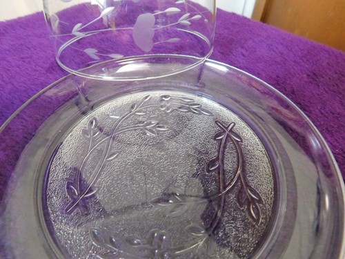 Princess House Cheese Ball Butter Dish Covered Heritage W/ Domed Lid Etched - Bild 6 von 7