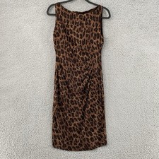 Lauren Ralph Lauren Womens Dress Leopard Cheetah Ruched Waist Brown Size 6