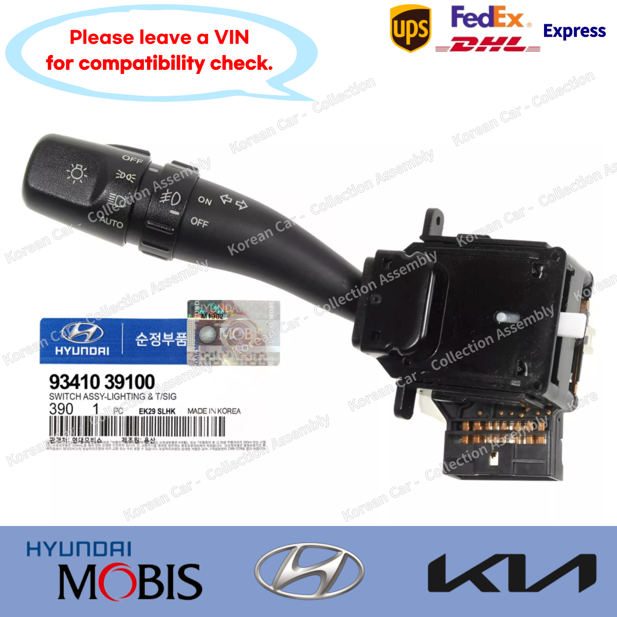 9341039100 Genuine Headlight & Turn Signal Switch for Hyundai