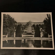 Vintage Schloss Sanssouci Die Terrassen Germany Black & White RPPC