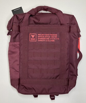 Under Armor X Project Rock Box Duffle Back Pack Dark Maroon 1364189-600