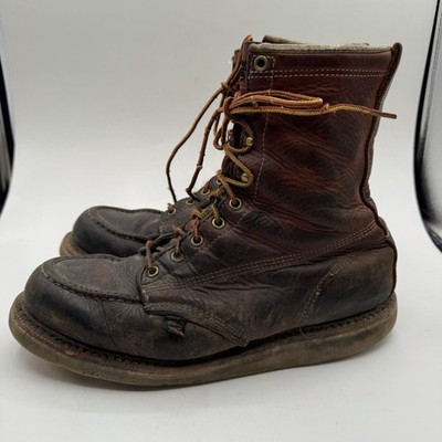 THOROGOOD AMERICAN HERITAGE MOC-TOE WEDGE 8'' WORK BOOTS 814-4201 Sz 10.5 D WORN