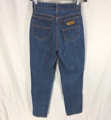 Vintage 80s Gitano High Rise Mom Jeans Girls 7/8 Short Tapered Leg Blue Denim