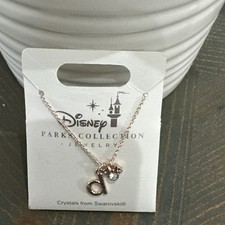 Disney Parks Minnie Swarovski Crystal Rose GoldTone Necklace -initial D