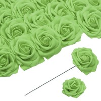 25 StüCke Schaum Rosen KüNstliche Blume GefäLschte Rosen Mit Stielen, GrüN