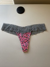 Victorias Secret Pink Cheekster Panties GraySheer Pink Leopard Lace Medium NWT