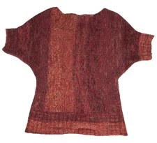 The Limited Womens Sweater Size Medium Marled Red Short Sleeve Boxy Pullover Y2K