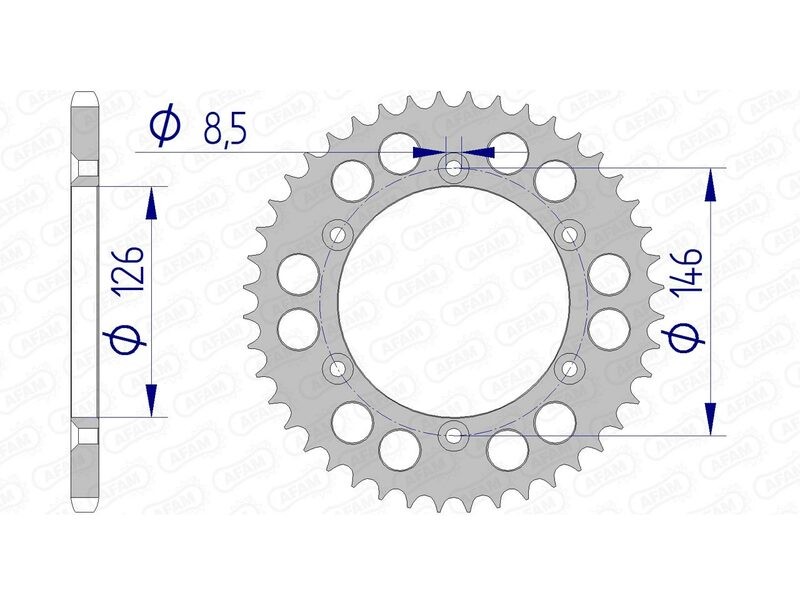 Pignon aluminium AFAM 15203 pas 520 pour moto de course