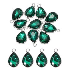 10 Pcs 10x14mm Alloy Glass Crystal Teardrop Charm for DIY Craft, Porcelain Green