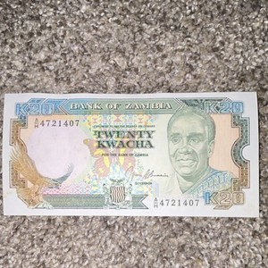 Zambia 20 Kwacha Banknote AH4721407 Paper Money Uncertified Ungraded Circulated