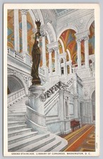 Vintage Library of Congress Grand Staircase Washington D.C. Postcard
