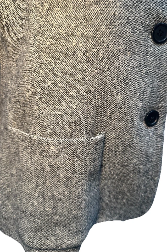 Blazer de lana Eddie Bauer para mujer talla 6 gris tweed forrado botones bolsillos delanteros Foto 3 de 4