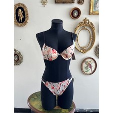 NWT Vintage Calvin Klein 2010 Floral Demi Bra 36A & Bikini Panty L Lingerie Set