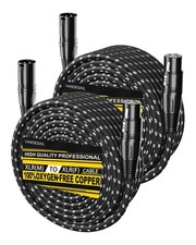 XLR Cables 50 ft 2 Pack Durable Nylon Braided XLR Microphone Cable, Mic Cable...