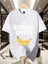 Banana Queen Black Cotton T-Shirt for Women - Casual Streetwear Soft Top