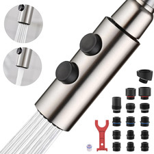 Metal Kitchen Faucet Head Replacement, Pull down Spray Head with 15 Adapters, 2
