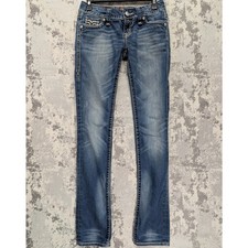 Rock Revival Kristen Straight Jeans Women's Embellished Blue Denim W28 L34 Y2K