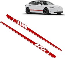 2 Pcs Car Body Side Stripe Decals Waterproof Racing Sport Stripes Color Red