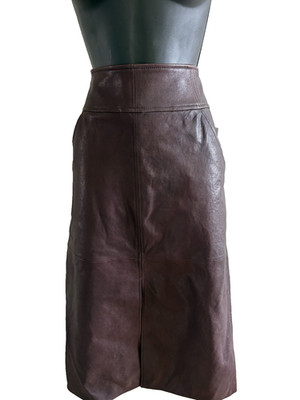 NWT Veronica Beard Sorvino Leather Midi Skirt  in Oxblood Size 8