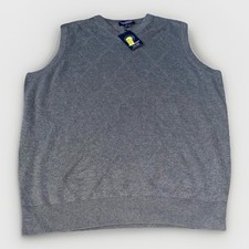 Roundtree  Yorke Tall Man Large V- Neck Sweater Vest Gray NWT